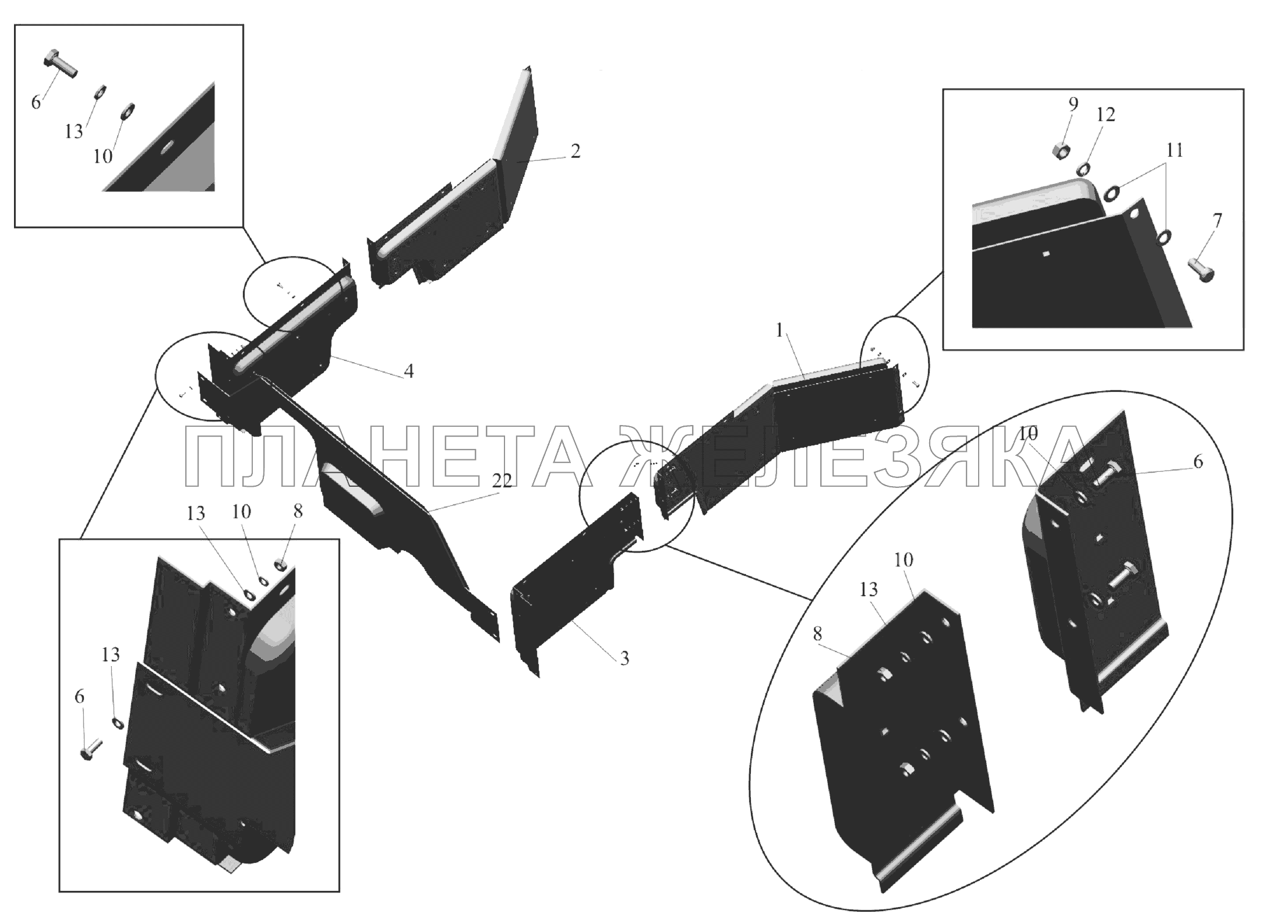 Установка экранов 642208-8400030-070 МАЗ-6303A3, 6303A5